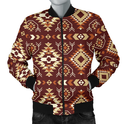 Navajo Native Color Print Pattern Men Bomber Jacket