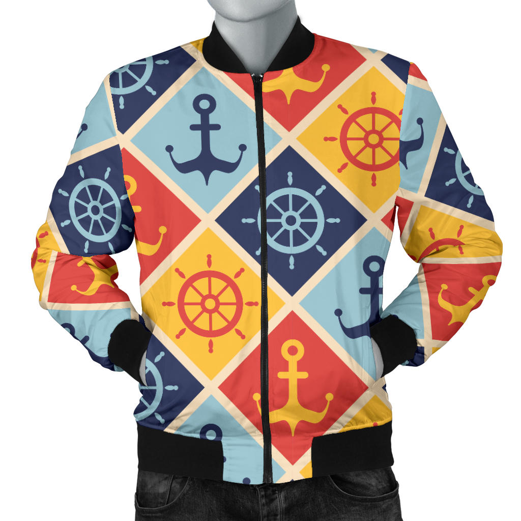 Nautical Pattern Design Themed Print Men Bomber Jacket