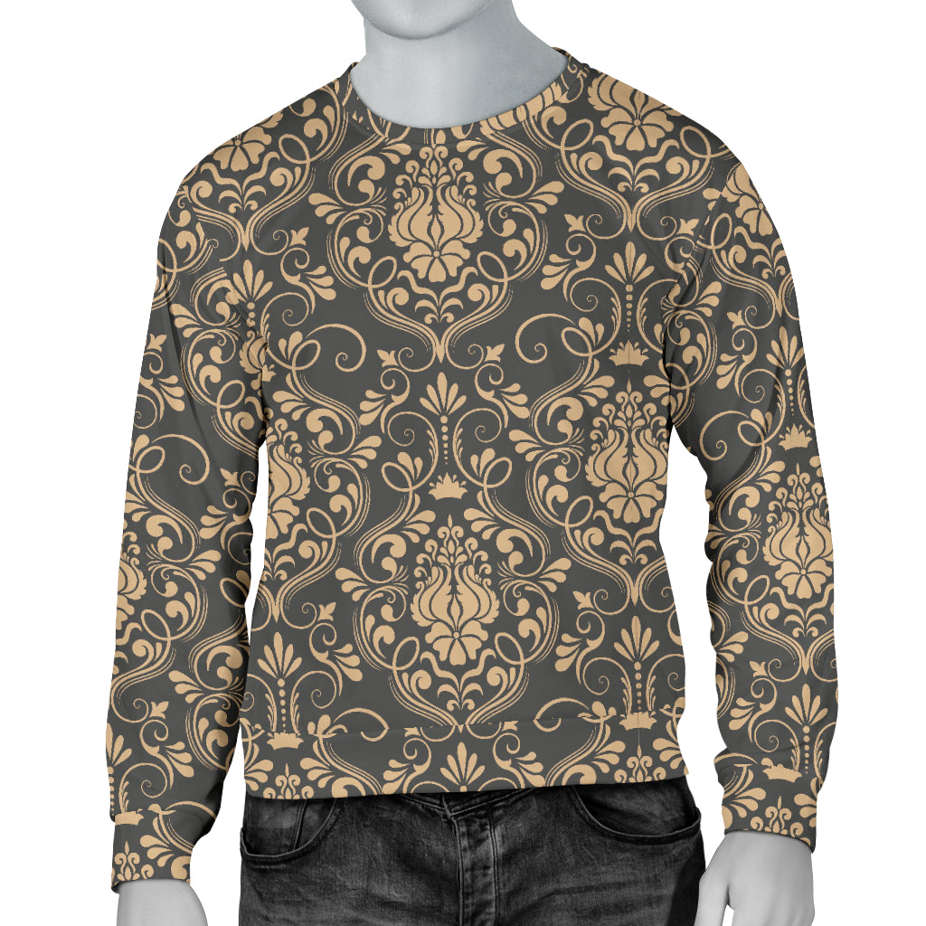 Damask Elegant Luxury Print Pattern Men Long Sleeve Sweatshirt