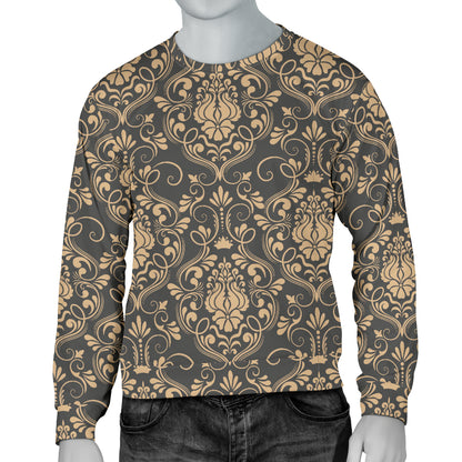 Damask Elegant Luxury Print Pattern Men Long Sleeve Sweatshirt