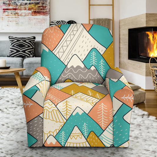 Mountain Pattern Print Design 02 Recliner Slipcover with Pocket