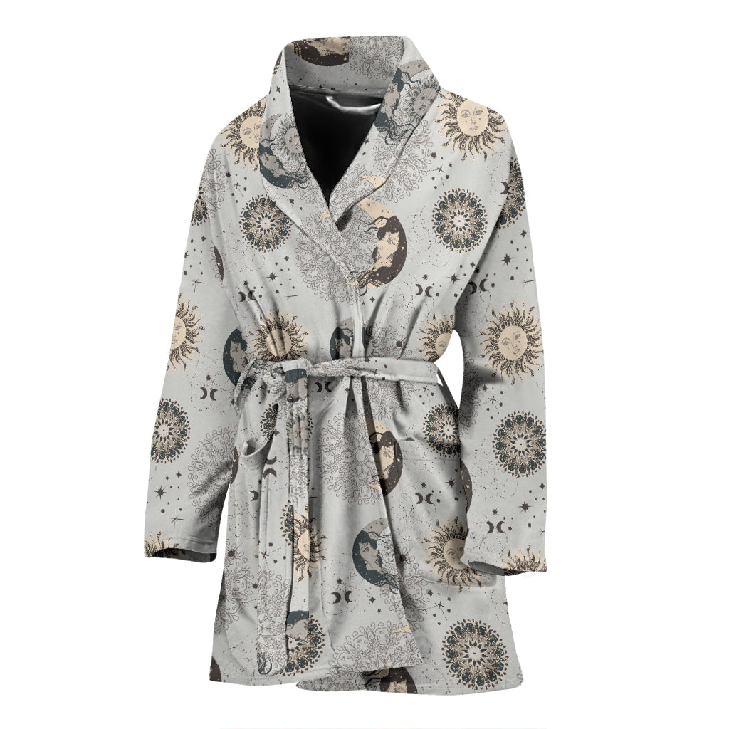 Sun Moon Print Design LKS302 Women Bathrobe