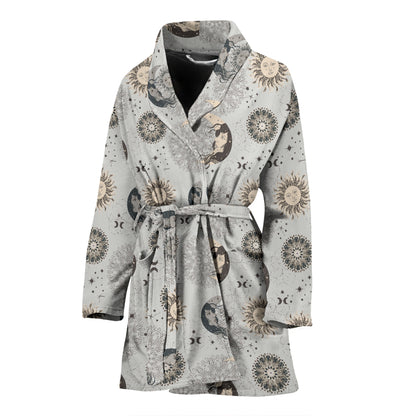 Sun Moon Print Design LKS302 Women Bathrobe
