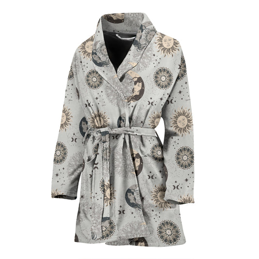 Sun Moon Print Design LKS302 Women Bathrobe