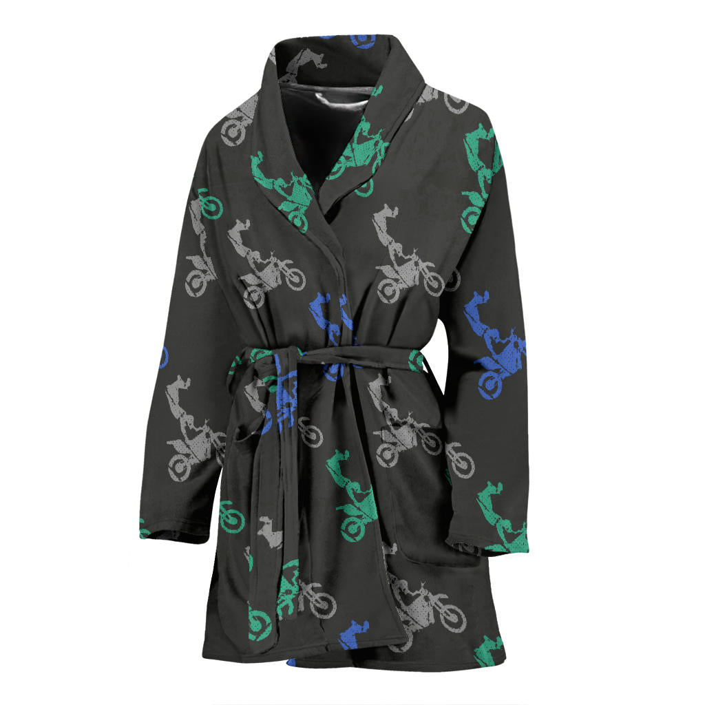 Motocross Pattern Print Design 02 Women Bathrobe