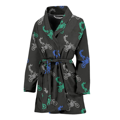 Motocross Pattern Print Design 02 Women Bathrobe