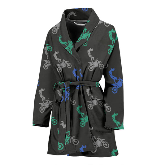 Motocross Pattern Print Design 02 Women Bathrobe