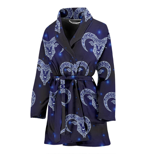 Aries Zodiac Pattern Print Design 01 Women Bathrobe