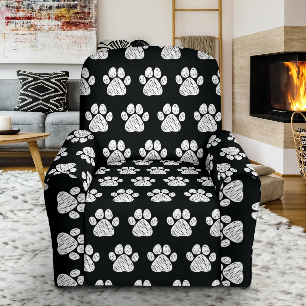 Paw Pattern Print Design A02 Recliner Slipcover with Pocket