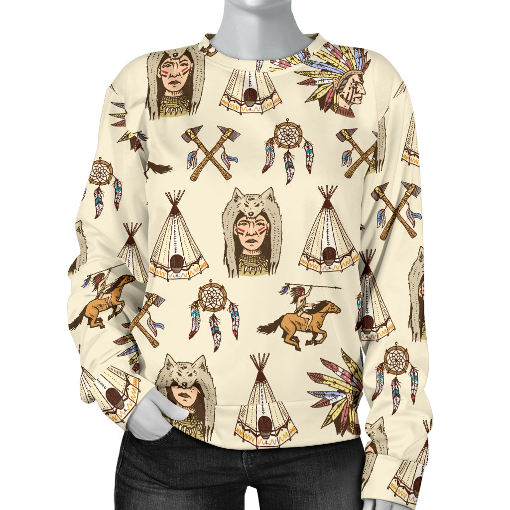 Native Indian Pattern Design Print Women Long Sleeve Sweatshirt