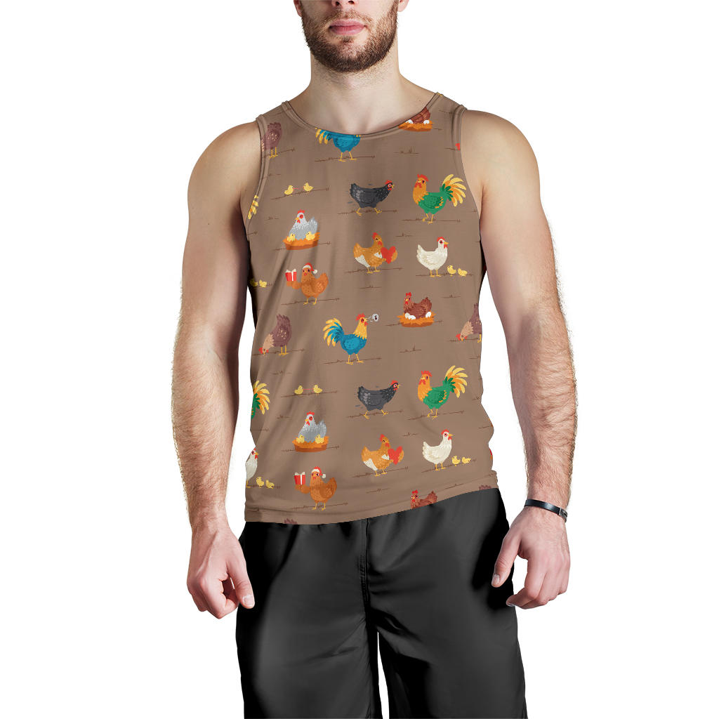 Chicken Happy Print Pattern Men Tank Top
