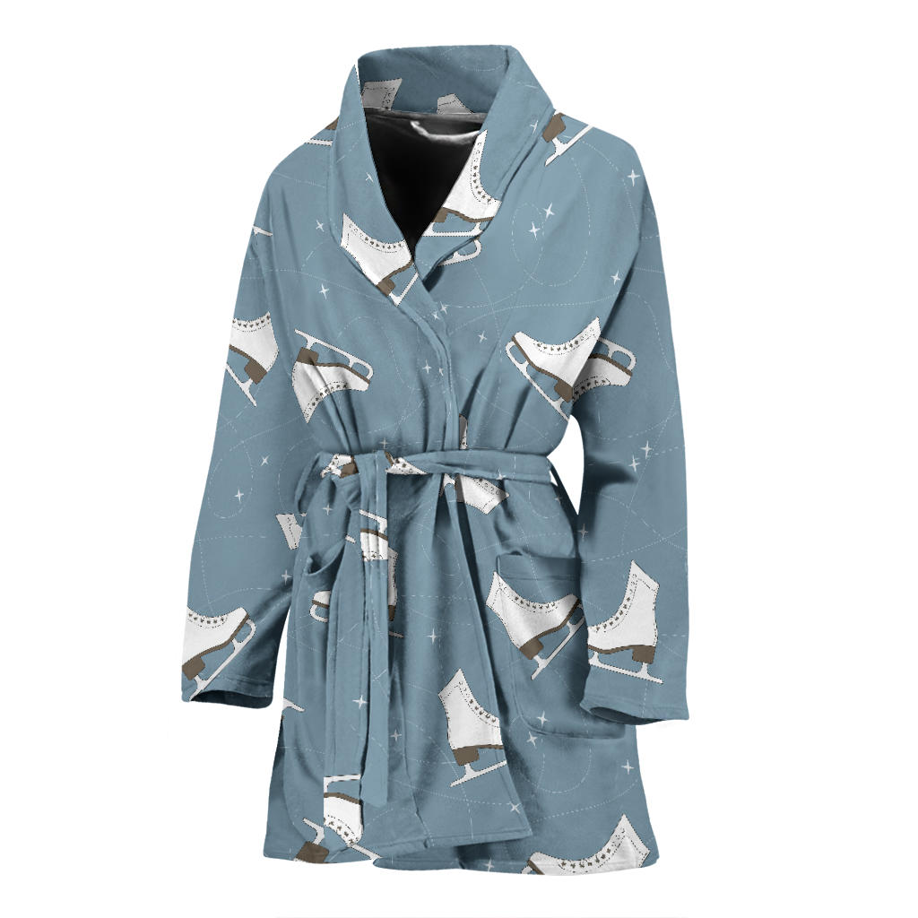 Ice Skate Pattern Print Design 02 Women Bathrobe