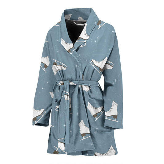 Ice Skate Pattern Print Design 02 Women Bathrobe