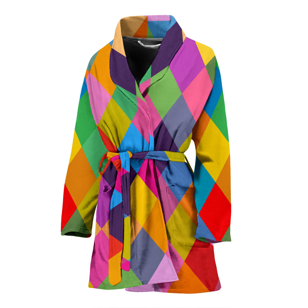 Harlequin Pattern Print Design 02 Women Bathrobe