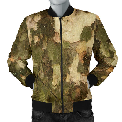 Camo Realistic Tree Texture Print Men Bomber Jacket