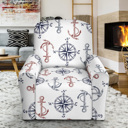 Anchor Pattern Print Design 06 Recliner Slipcover with Pocket