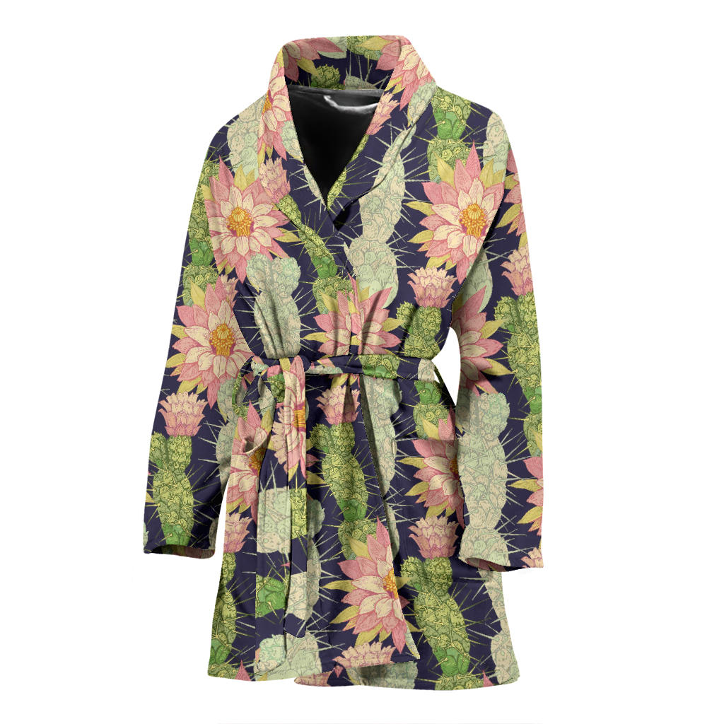 Cactus Pattern Print Design 01 Women Bathrobe
