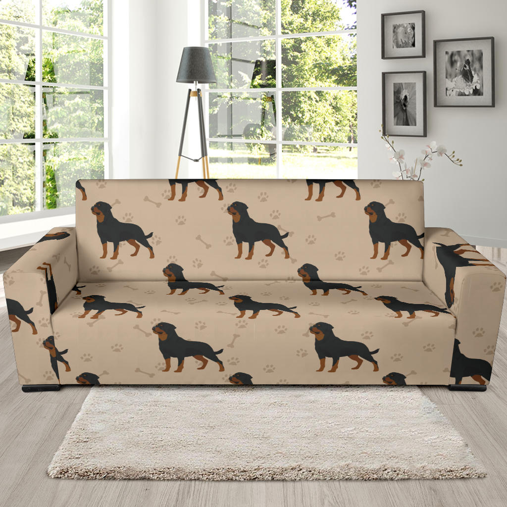 Rottweiler Pattern Print Design A01 Sofa Slipcover