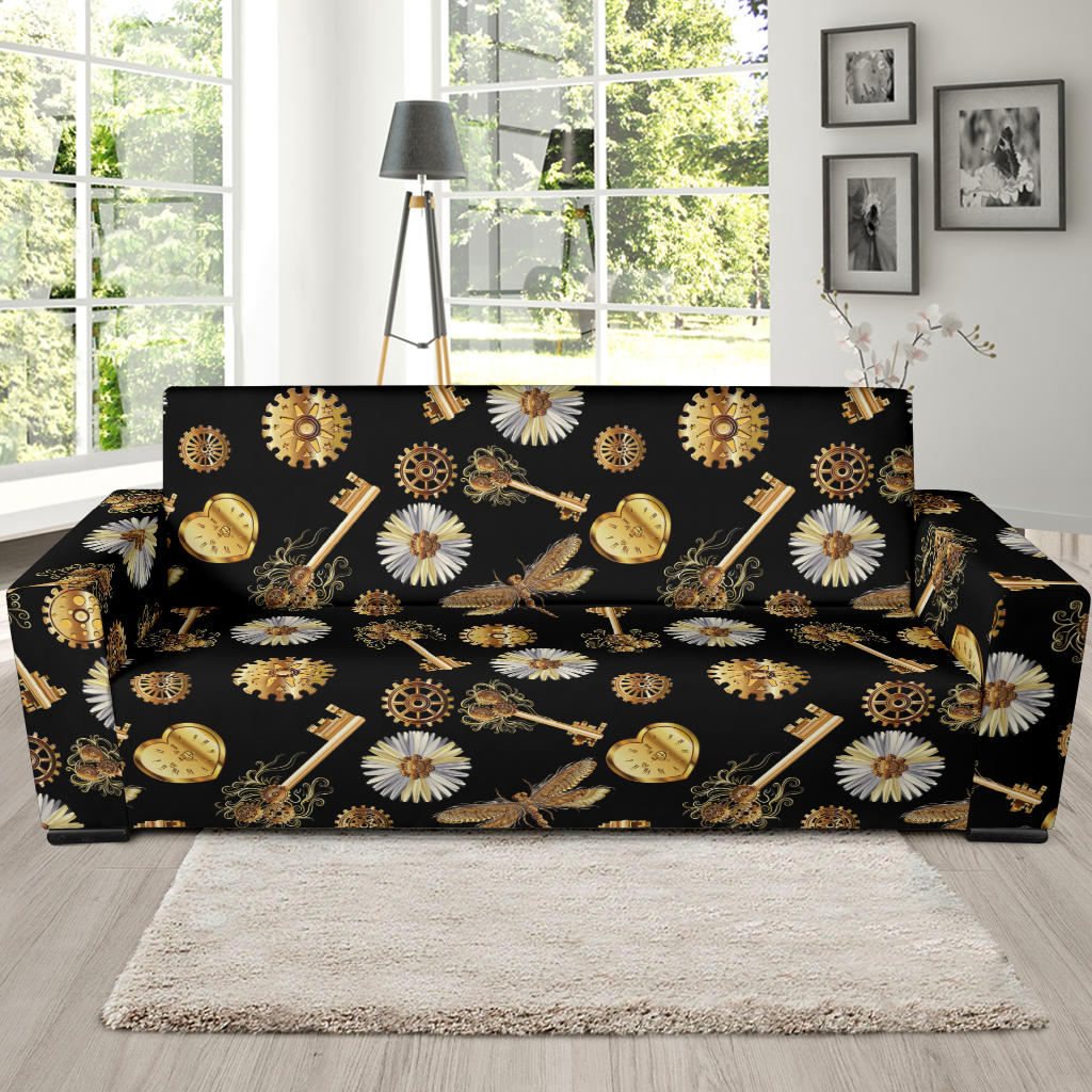 Steampunk Key Dragonfly Print Design LKS303 Sofa Slipcover