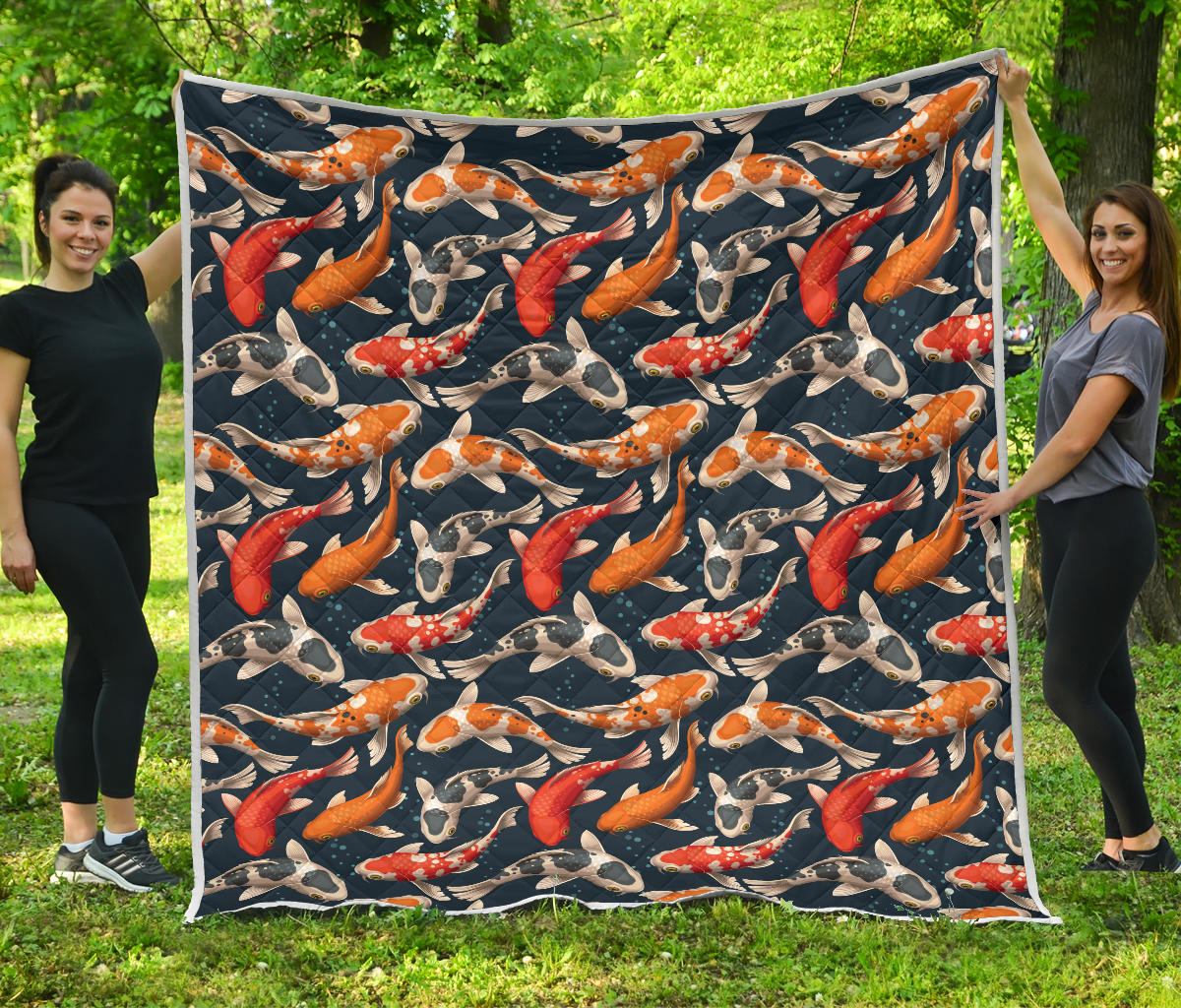 Koi Carp Cute Design Themed Print Quilt Bedspread