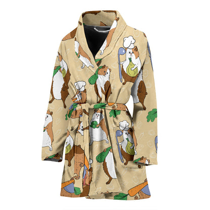Guinea Pig Pattern Print Design 03 Women Bathrobe