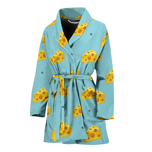 Cheese Pattern Print Design 02 Women Bathrobe