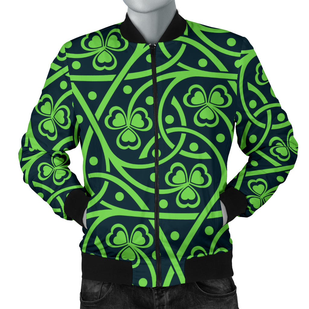 Shamrock Themed Print Men Bomber Jacket