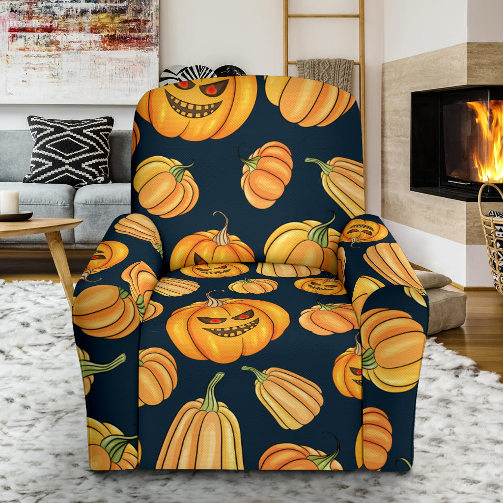 Pumpkin Halloween Pattern Print Design A04 Recliner Slipcover with Pocket