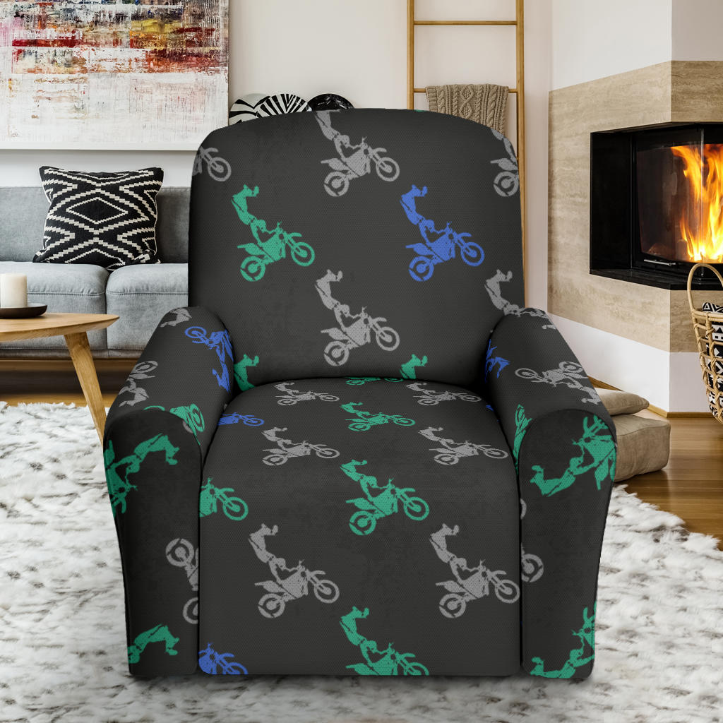 Motocross Pattern Print Design 02 Recliner Slipcover with Pocket