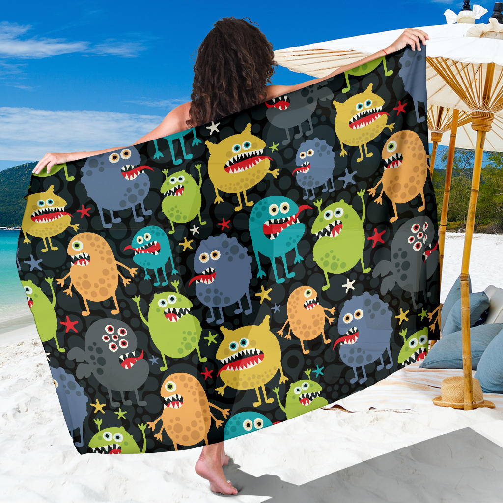 Monster Pattern Print Design 01 Sarong Pareo Wrap
