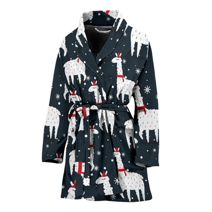 Alpaca Pattern Print Design 04 Women Bathrobe