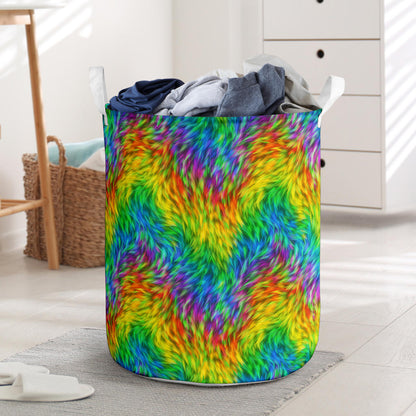 Rainbow Fur Design Print Laundry Basket