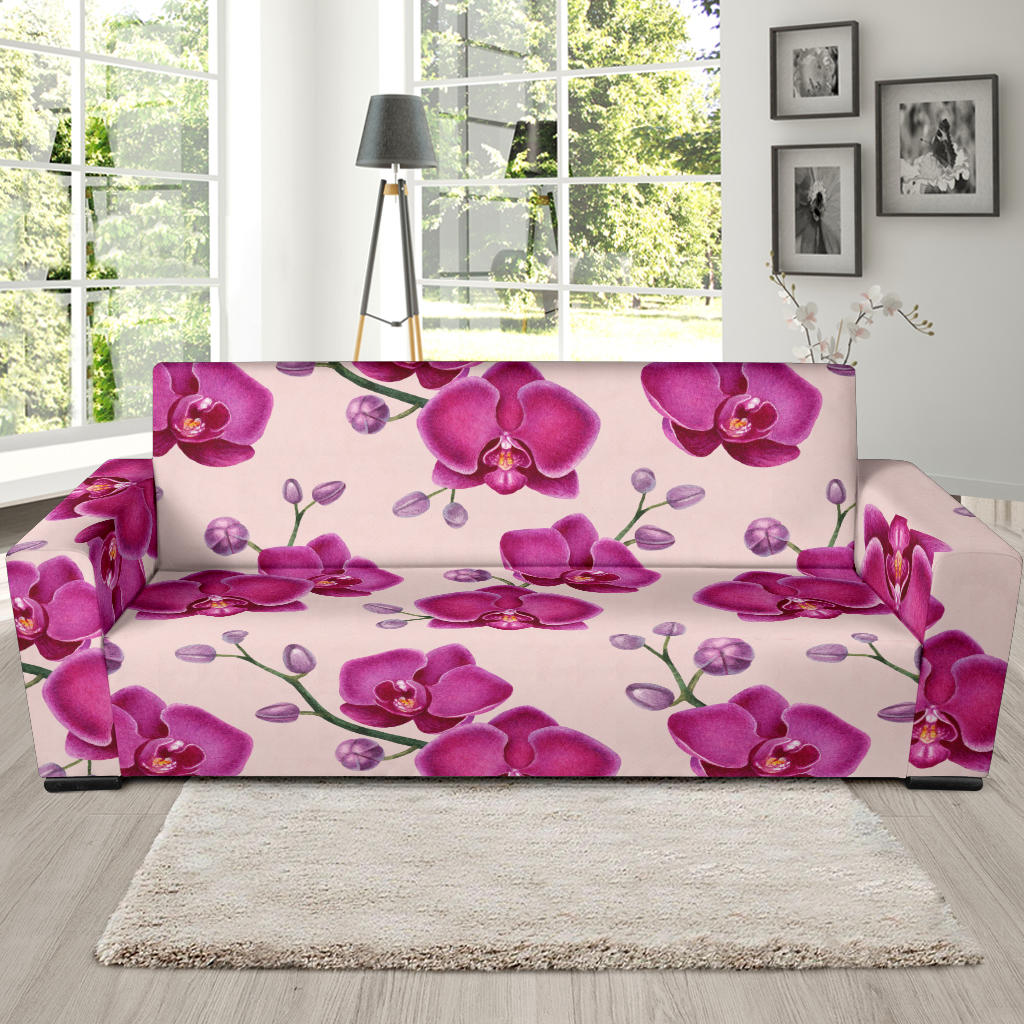 Orchid Pattern Print Design A02 Sofa Slipcover