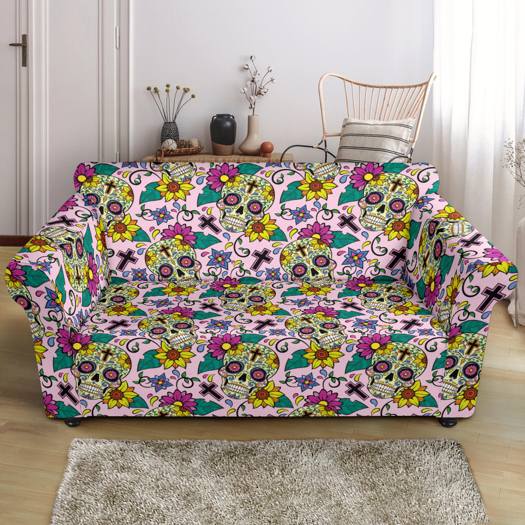 Sugar Skull Print Design LKS307 Loveseat Couch Slipcover