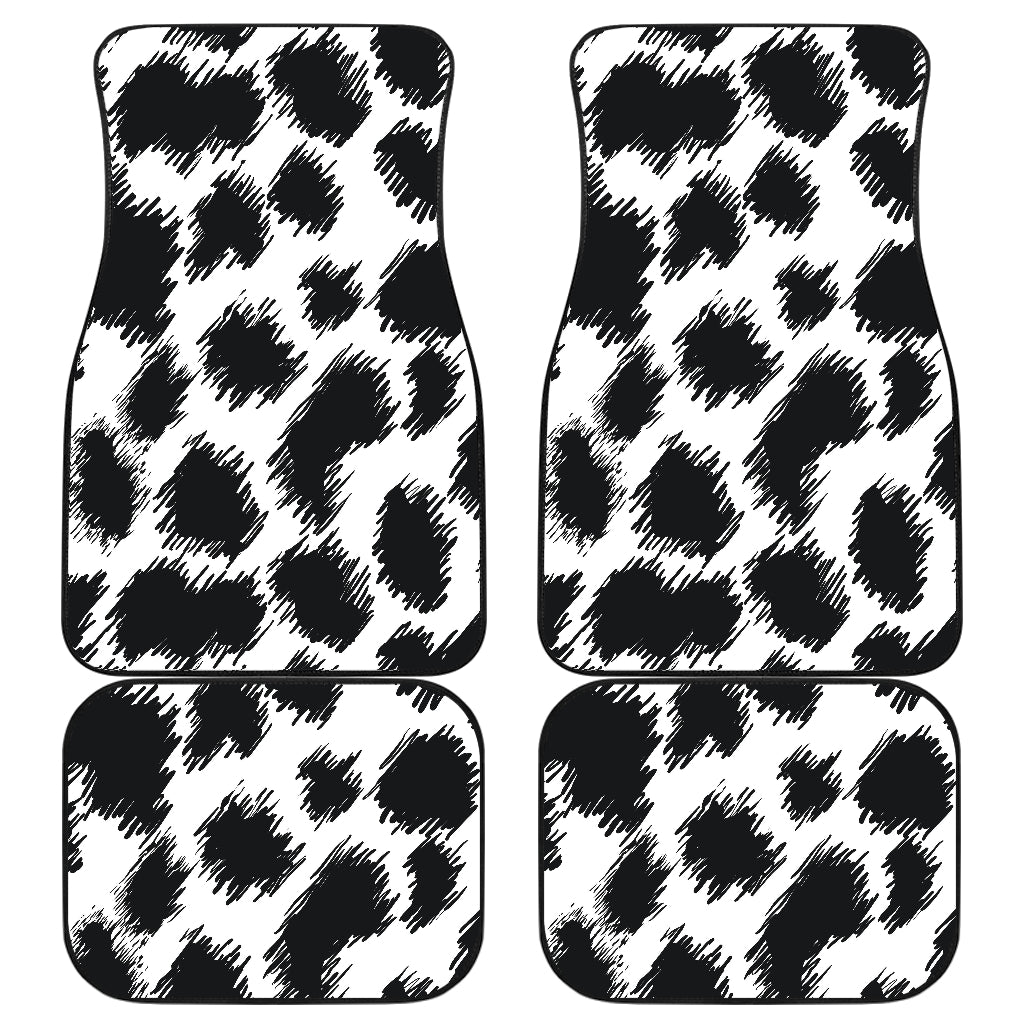 Cheetah Black Print Pattern Car Floor Mats Front Back
