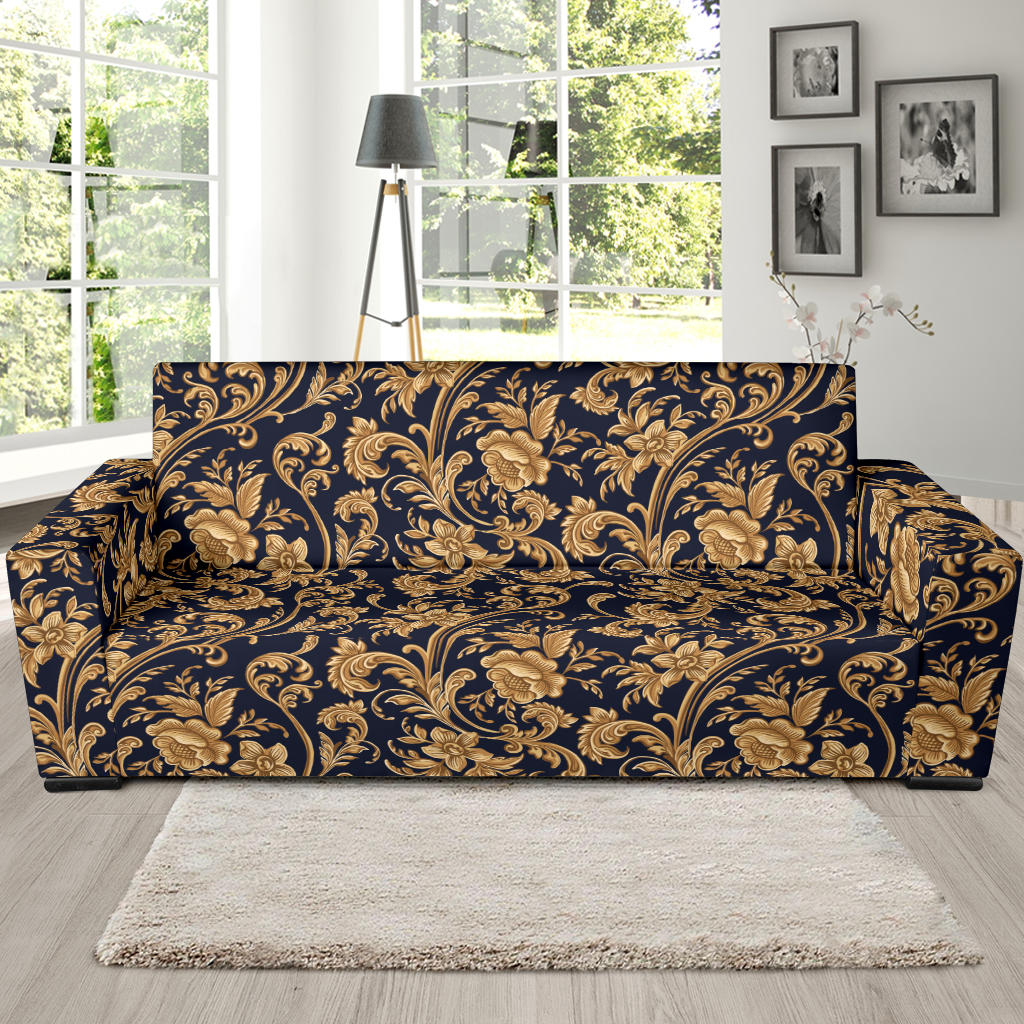 Baroque Golden Pattern Print Design 03 Sofa Slipcover