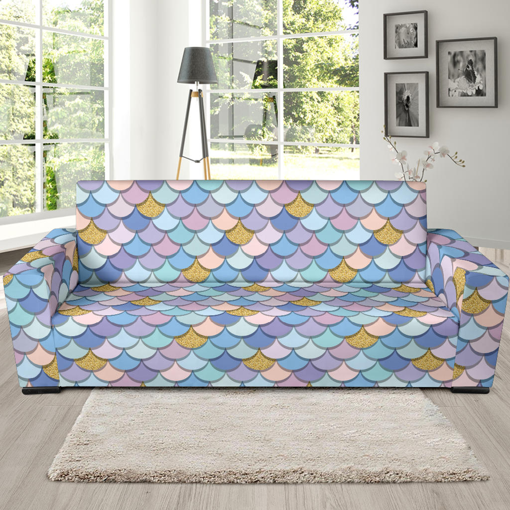 Mermaid Scales Pattern Print Design 05 Sofa Slipcover