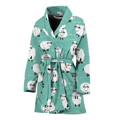 Sheep Print Design LKS404 Women Bathrobe