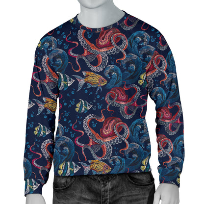 Octopus Deep Sea Print Themed Men Long Sleeve Sweatshirt