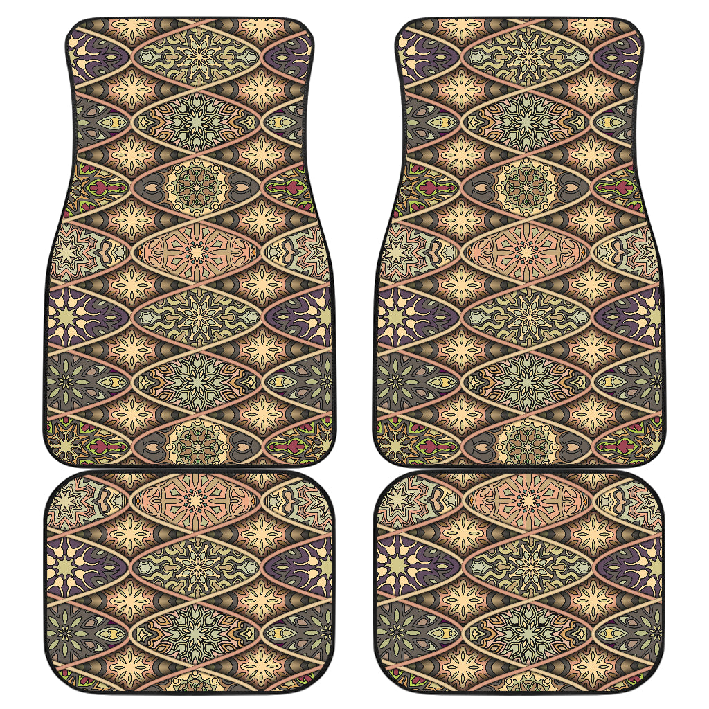 Mandala Motif Themed Design Print Car Floor Mats Front Back