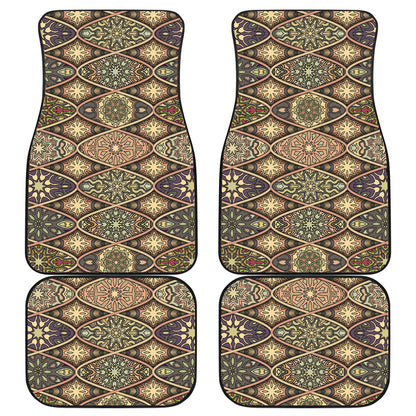 Mandala Motif Themed Design Print Car Floor Mats Front Back