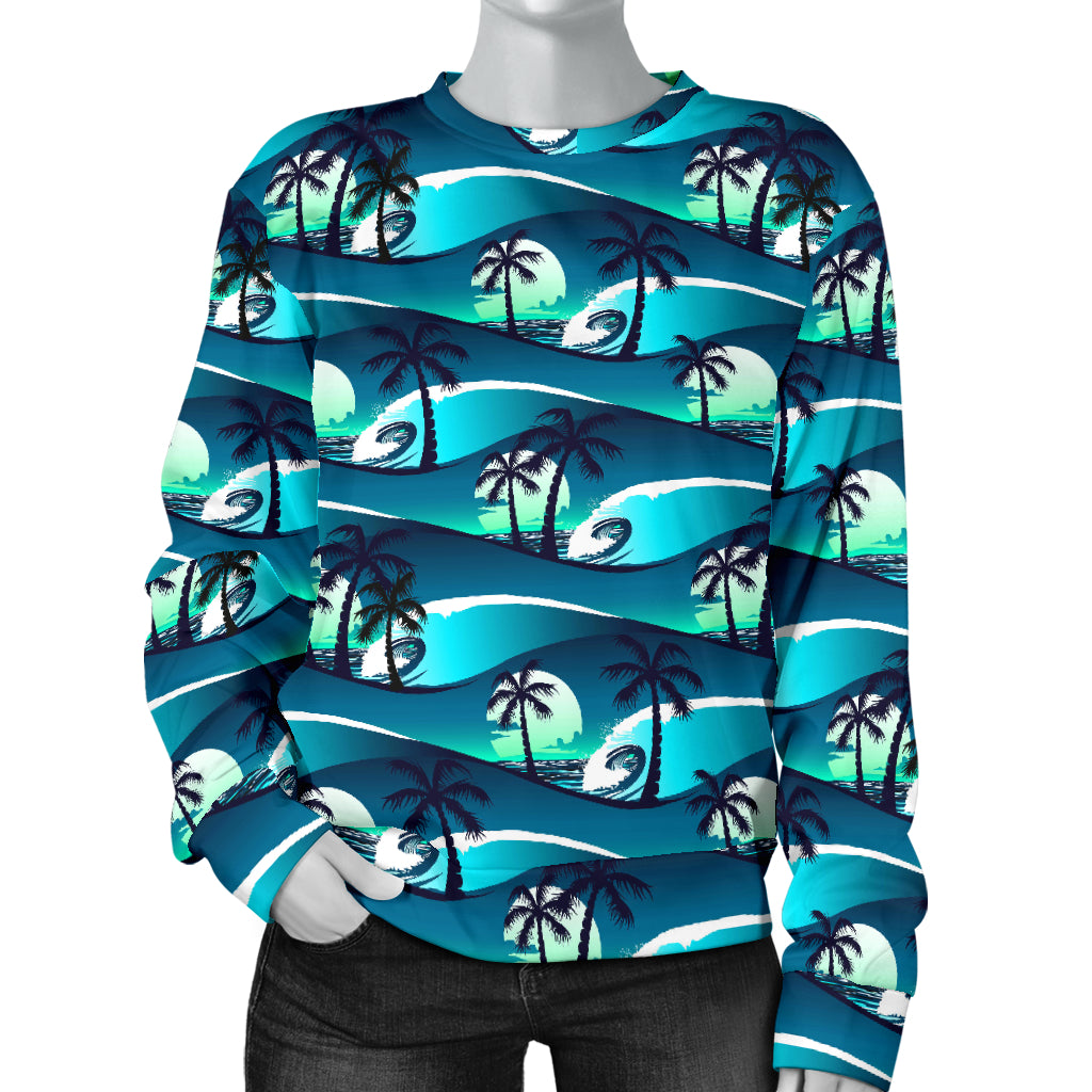 Beach Wave Design Print Women Long Sleeve Sweatshirt