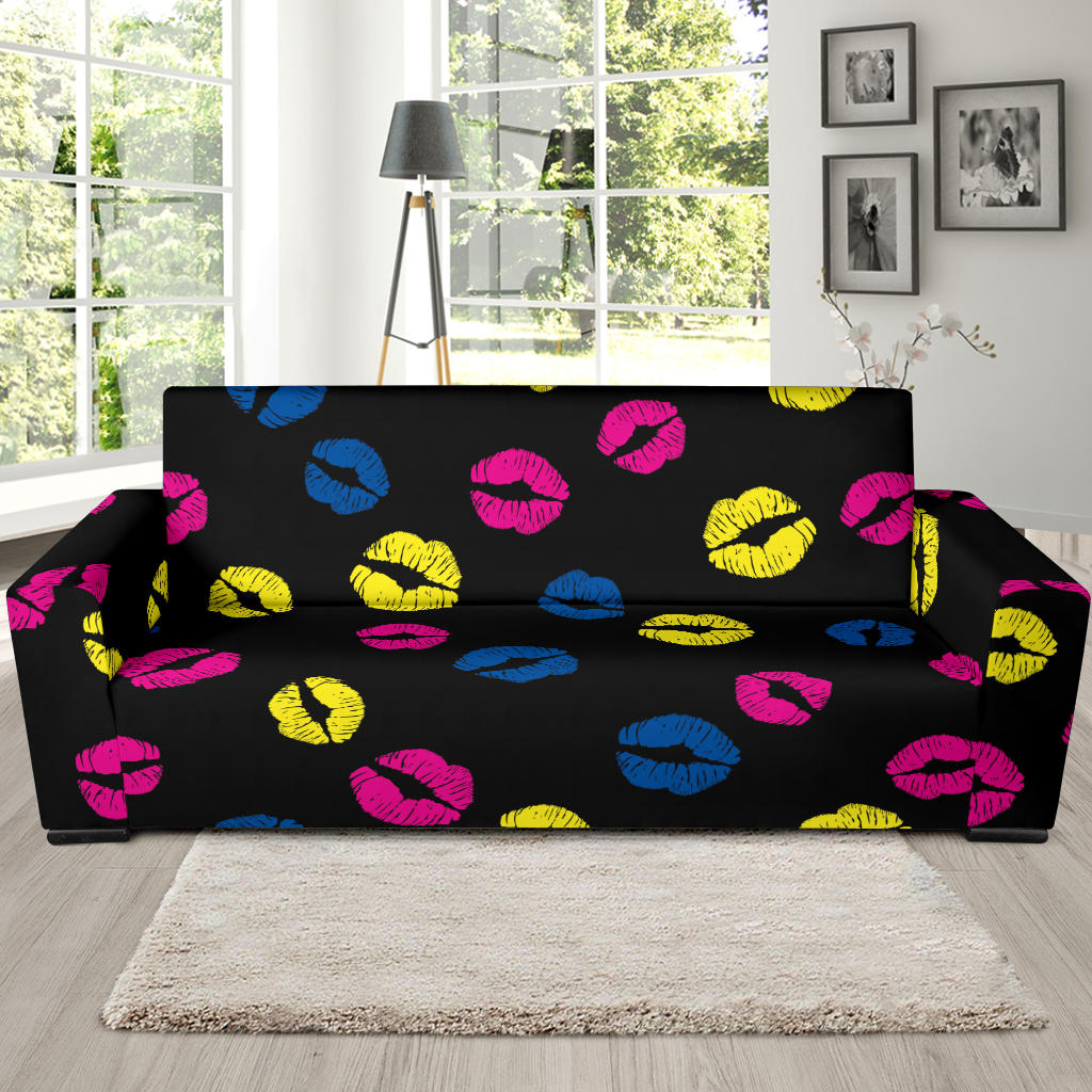 Lip Neon Color Pattern Print Design 01 Sofa Slipcover