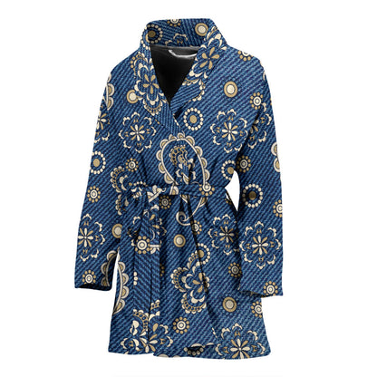 Jean Paisley Pattern Print Design 01 Women Bathrobe