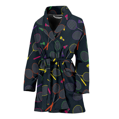 Badminton Pattern Print Design 04 Women Bathrobe