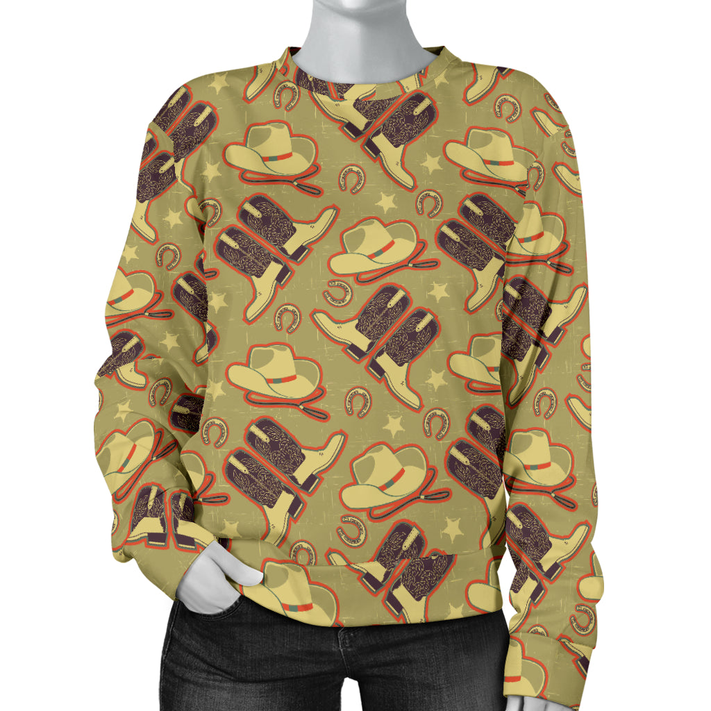 Western Cowboy Themed Women Long Sleeve Sweatshirt
