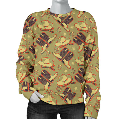 Western Cowboy Themed Women Long Sleeve Sweatshirt