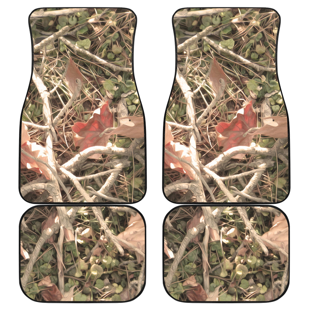Camouflage Realistic Tree Authumn Print Car Floor Mats Front Back