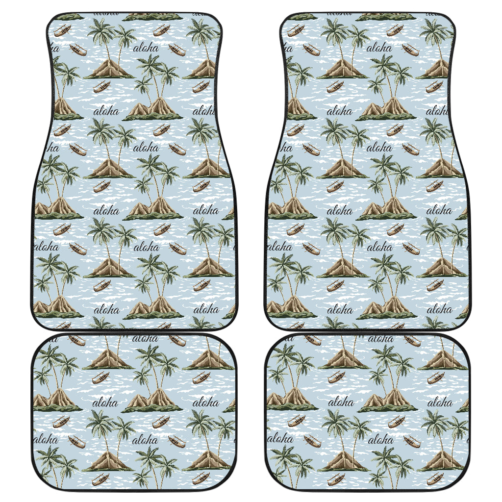 Aloha Hawaii island Design Themed Print Car Floor Mats Front Back