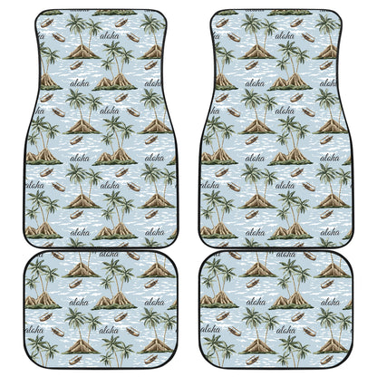 Aloha Hawaii island Design Themed Print Car Floor Mats Front Back